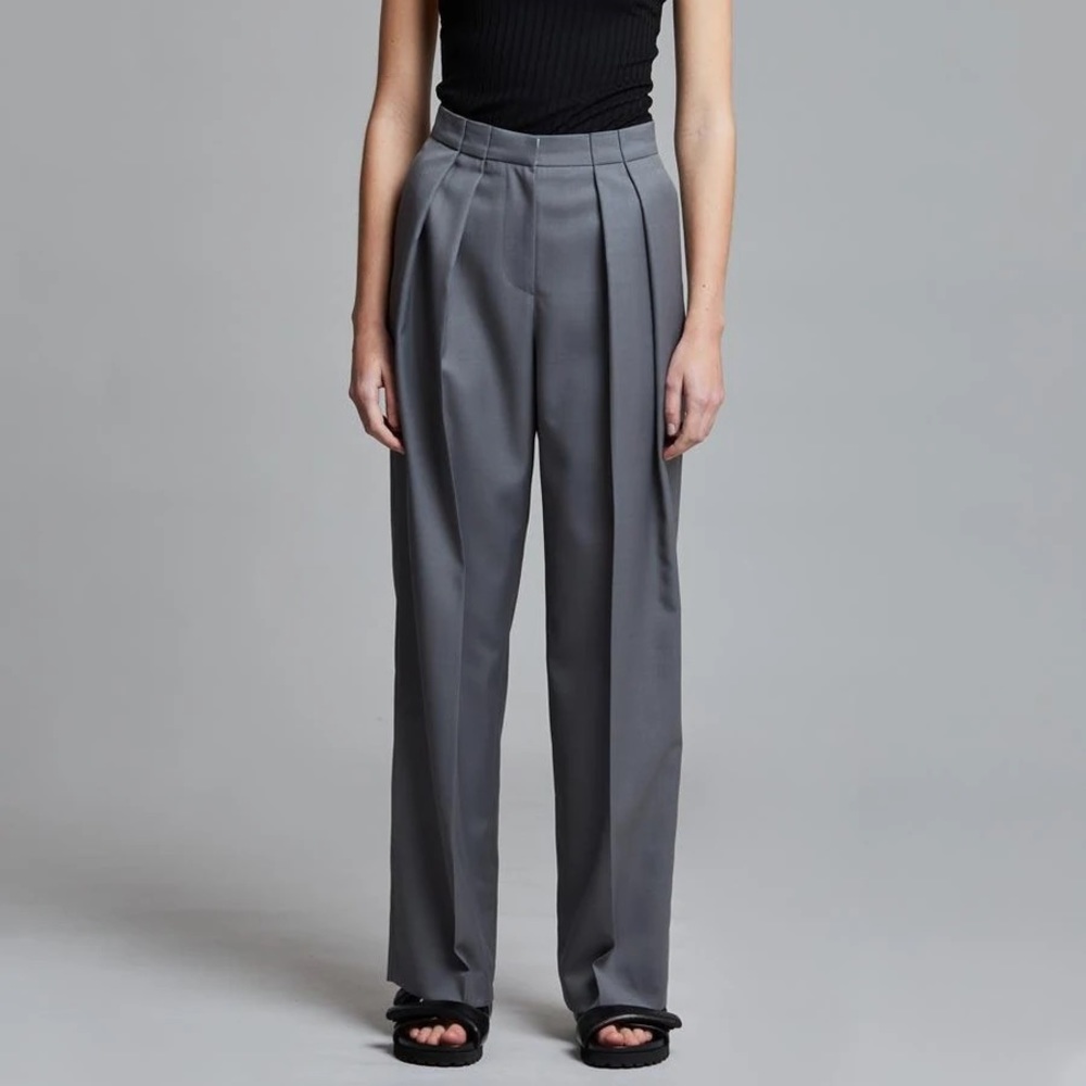 Frankie Shop Renata pintuck pants in steel grey